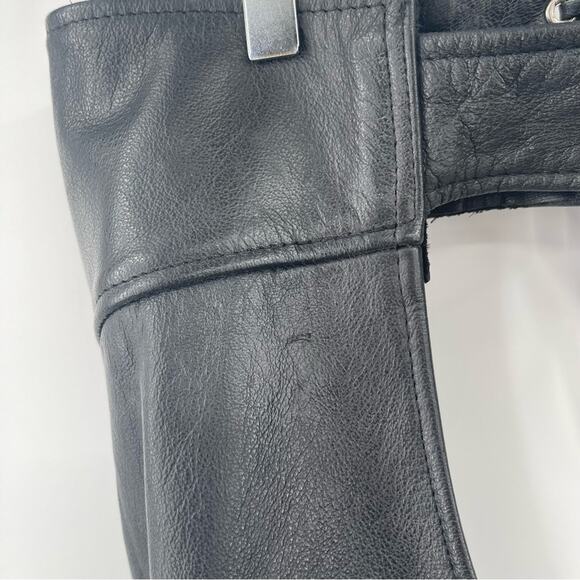 MOB Hand-tooled Leather Chaps Biker Black Horse Riding Size Extra Large USA Made - Picture 10 of 15